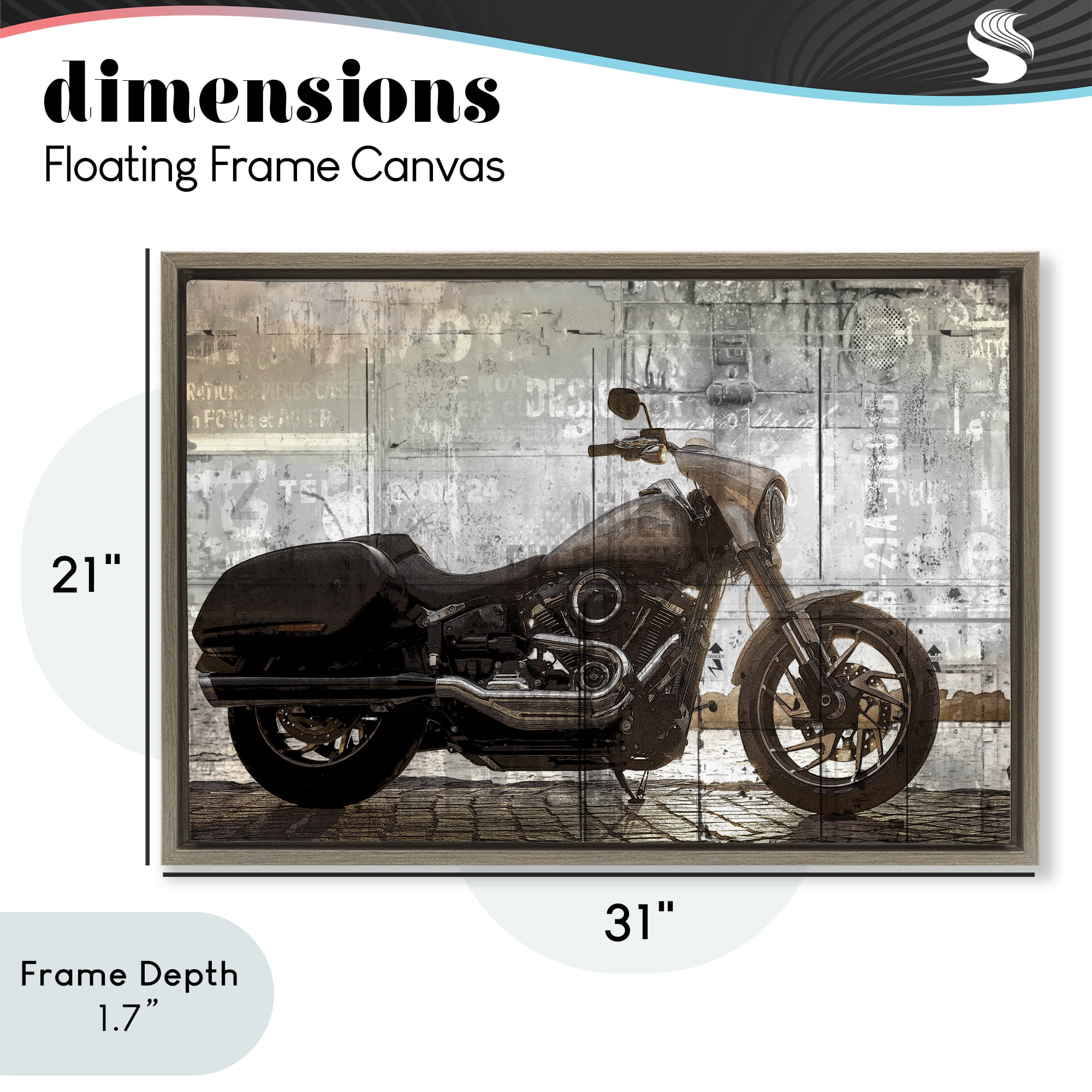 Stupell Industries Sunset Ride Motorcycle Brown Framed Floater Canvas Wall Art, design by Kim Allen