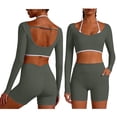 thumbnail image 3 of Workout Sets for Women Long Sleeve Backless Wrap Crop Tops and High Waisted Biker Shorts Summer 2 Piece Pilates Gym Yoga Sets, 3 of 8