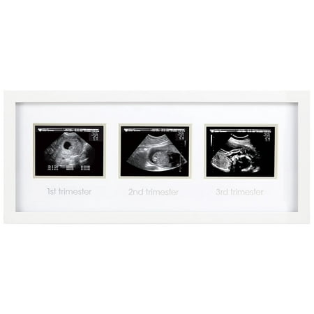 Pearhead Triple Sonogram Pregnancy Keepsake Picture Frame, Three Trimesters, White