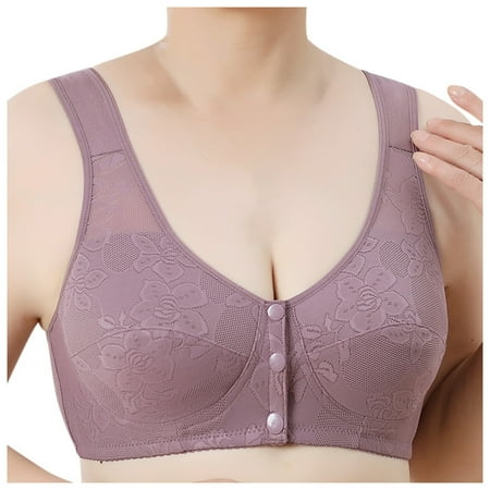 Blphud Lingerie Set Underwire Bras for Women Women s Cotton Jacquard Solid Color Lace Bra without Underwire Trendy Lingerie for Women Sports Bras for Women Purple B