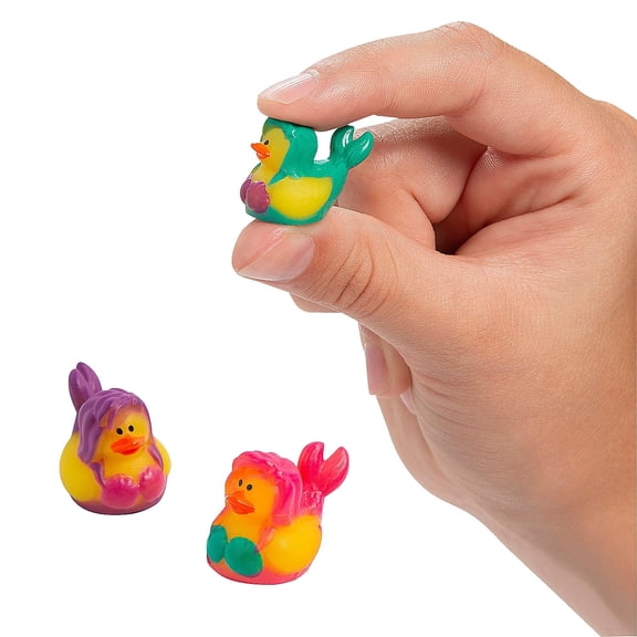Fun Express 3/4" Micro Brightly Colored Mermaid Rubber Ducks - 24 Pieces