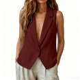 thumbnail image 6 of Womens Lapel Sleeveless Suit Vest One Button Cropped Blazer Waistcoat With Fake Pockets 2XL, 6 of 8