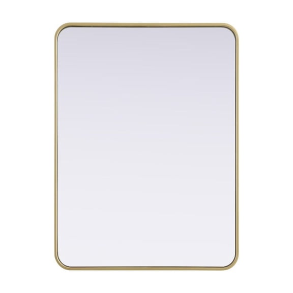 Elegant Decor Contour Metal Rectangle Mirror 27x36 in Brass
