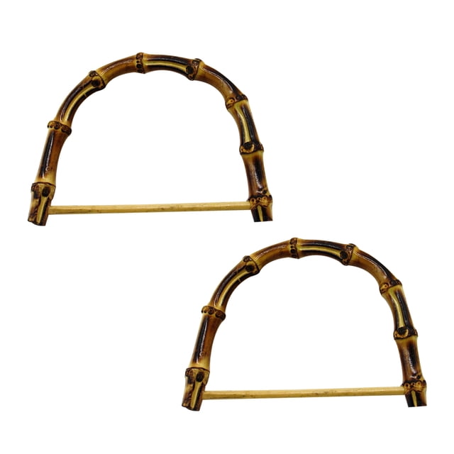 EeaseMX 2 asas de bambú para bolso, hechas a mano, tipo D, para accesorios (aprox. 14,5 cm, color café).