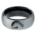 thumbnail image 2 of Tungsten Horse Horses Equestrian Equine Equidae Band Ring 8mm Men Women Comfort Fit Black Dome Brushed Gray Polished, 2 of 4