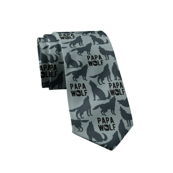 Papa Wolf Necktie Novelty Ties for Men Bear Tie for Dad Mens Funny Neckties Camping Dad Ties