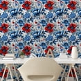 thumbnail image 2 of Ambesonne Flower Print Peel & Stick Wallpaper for Home, Bicolour Meadow Floral, 13"x100", Scarlet Azure Blue, 2 of 5
