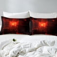 thumbnail image 4 of YST Draps Noirs et Rouges Carrés Néon Stéréoscopiques Ensemble de Draps Simple, Lumières Néon Géométrie Lumineuse Ensemble de Draps 3D Moderne à Carreaux Drap-Housse + Drap Plat + 1 Taie d'Oreiller, 4 of 5