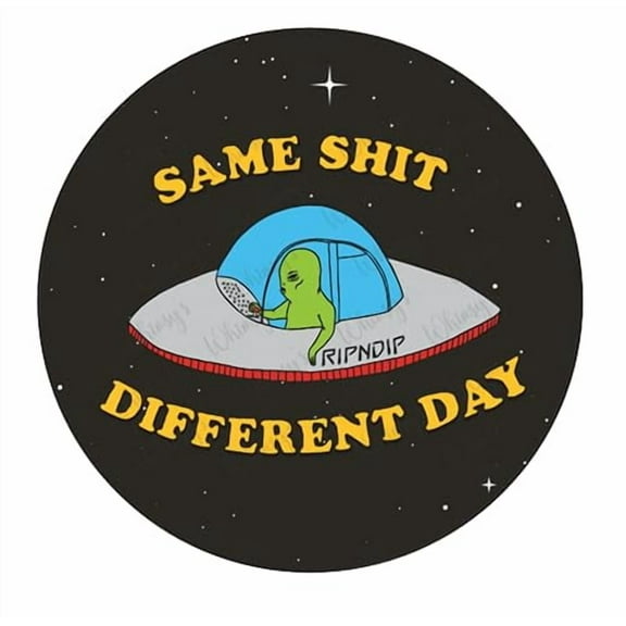 Whimsical Practicality's Rip N Dip S.S.D.D. Alien in Spaceship Edible Icing Image Cake Topper (8" Round)