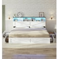 thumbnail image 6 of AOGLLATI Farmhouse Bed Frame King Size with Bookcase & Storage Drawers LED Wooden Platform Bed, No Box Spring Needed, White, 6 of 11
