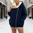thumbnail image 5 of Women's Maternity Winter Coat Zip Up 2 in 1 Baby Wearing Jacket Fleece Fuzzy Oversized Solid Outerwear with Pockets Navy S, 5 of 5