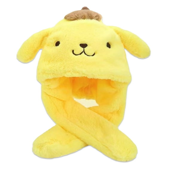 Roffatide Anime Pompom Purin Ear Moving Jumping Hat Fluffy Beanie Cap Soft Warm Winter Head Wear Cute Hats for Women Pink
