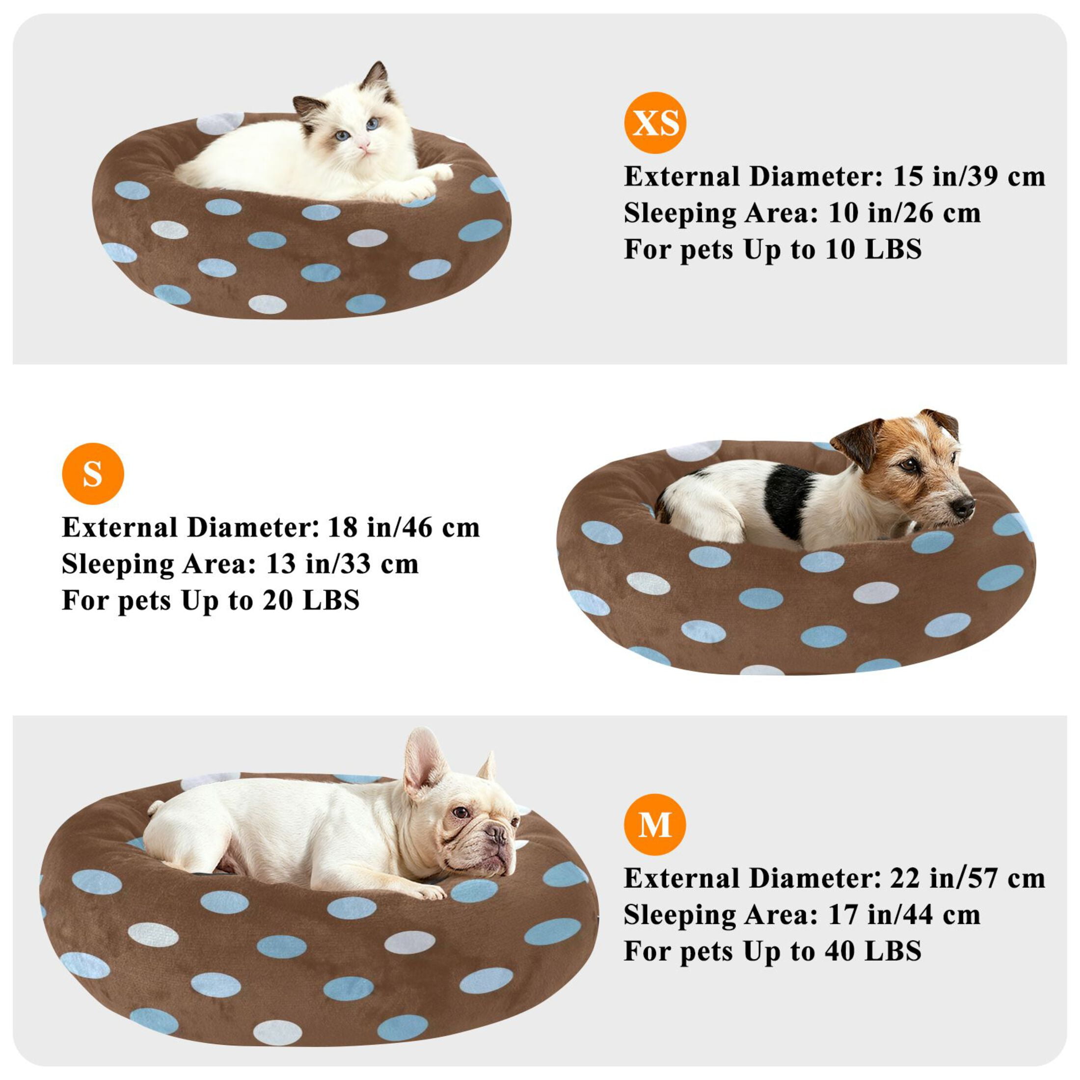 Iauyy Pet Couch Donut Cat Bed for Indoor Cats/Small Dogs Washable & Machine with Non-slip Bottom Calming Cat Furniture, Dot-shaped Brown (M)