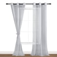 thumbnail image 3 of Hiasan Grey Sheer Curtains with Tiebacks-Light Filtering Contemporary Window Drapes for Living Room, Bedroom, Grommet, 42" x 96", Set of 2, 3 of 10
