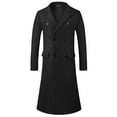 thumbnail image 5 of Overcoat for Men's Double Breasted Notched Collar Warm Winter Business Long Trench Coat with Pockets S Black, 5 of 6
