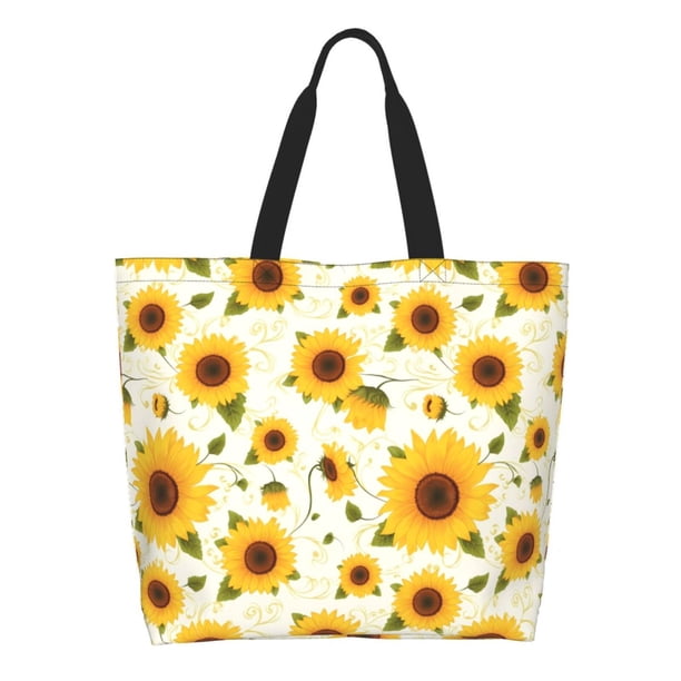 Disketp European-style Pattern Sunflower A Bolsa Tote Estampada para Mujer, Bolso de Hombro y de Mano para Compras y Viajes