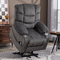 Power Lift Recliner Chair, Paproos Power Lift Recliner with Massage and Heat for Elderly, Reclining Sofa with Cup Holders & Side Pockets for Living Room, Velvet Fabric, Gray