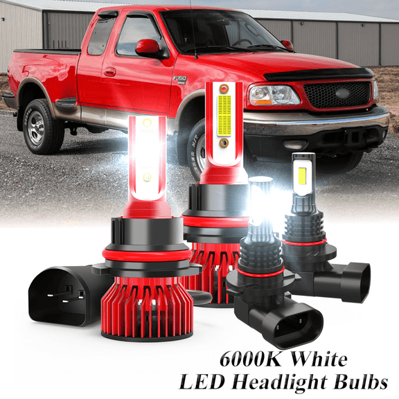 Fit for Ford F-150 1997-2003 LED Headlight Combo High-Low Beam Foglight Bulbs Pack of 4