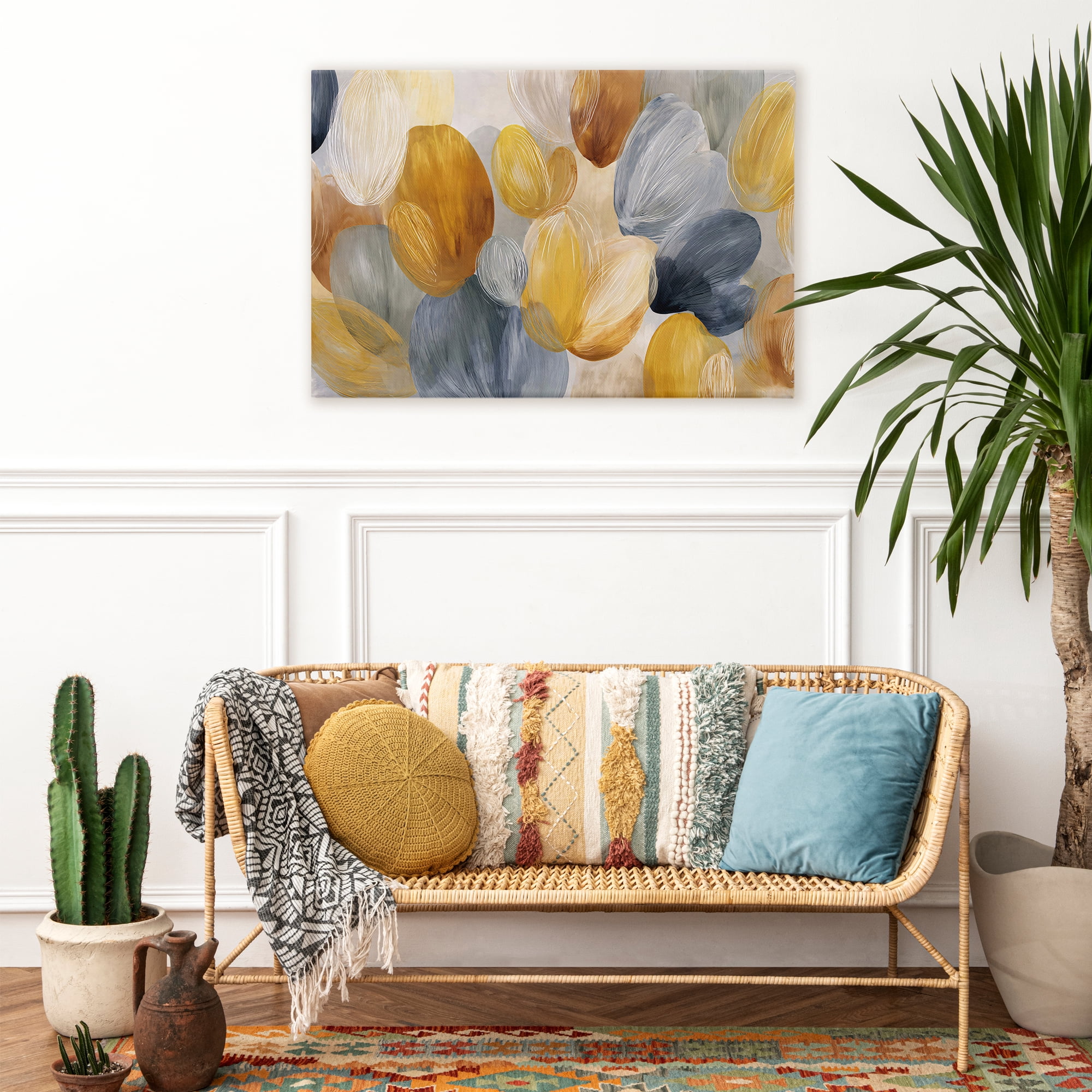 Stupell Industries Warm Oblong Layered Shapes Canvas Wall Art, design by Jacky Ngan