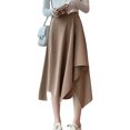 thumbnail image 1 of Falda midi con dobladillo fluido para mujer, café, L, 1 of 6