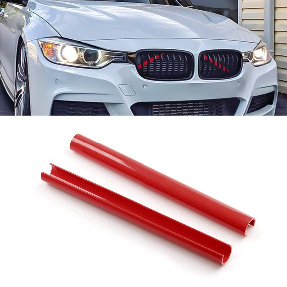 Xotic Tech Front Grille Insert Trims Stripes, Front Center Kidney Grilles Trim Compatible with BMW 5 X1 X2 Series F07 F10 F11 F48 F39 (Red)