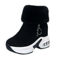 thumbnail image 6 of Rokment Orthopedic Platform Wedge Mid Calf Snow Boots for Women 2025 Winter Fashion Fuzzy Warm Air Cushion Zip up Chunky Walking Dress Ankle Booties Black Size 6, 6 of 7
