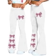 thumbnail image 2 of FAHXNVB Women's Bow Print Flare Pants Summer High Waisted Workout Yoga Trousers Athletic Lightweight Pants Bottoms, 2 of 6