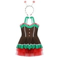 thumbnail image 5 of Aislor Girls Christmas Sleeveless Dress with Hair Hoop Dance Tulle Dress Outfits Brown 10, 5 of 8