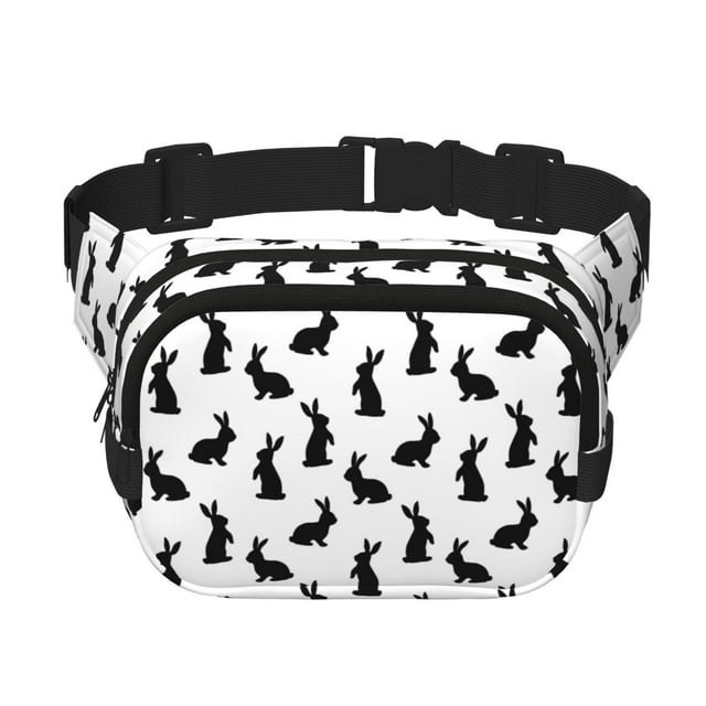 Balery Black Rabbit Mochila Cinturón para Mujeres y Hombres, Bolsa de Cintura Impermeable de Doble Capa con Correa