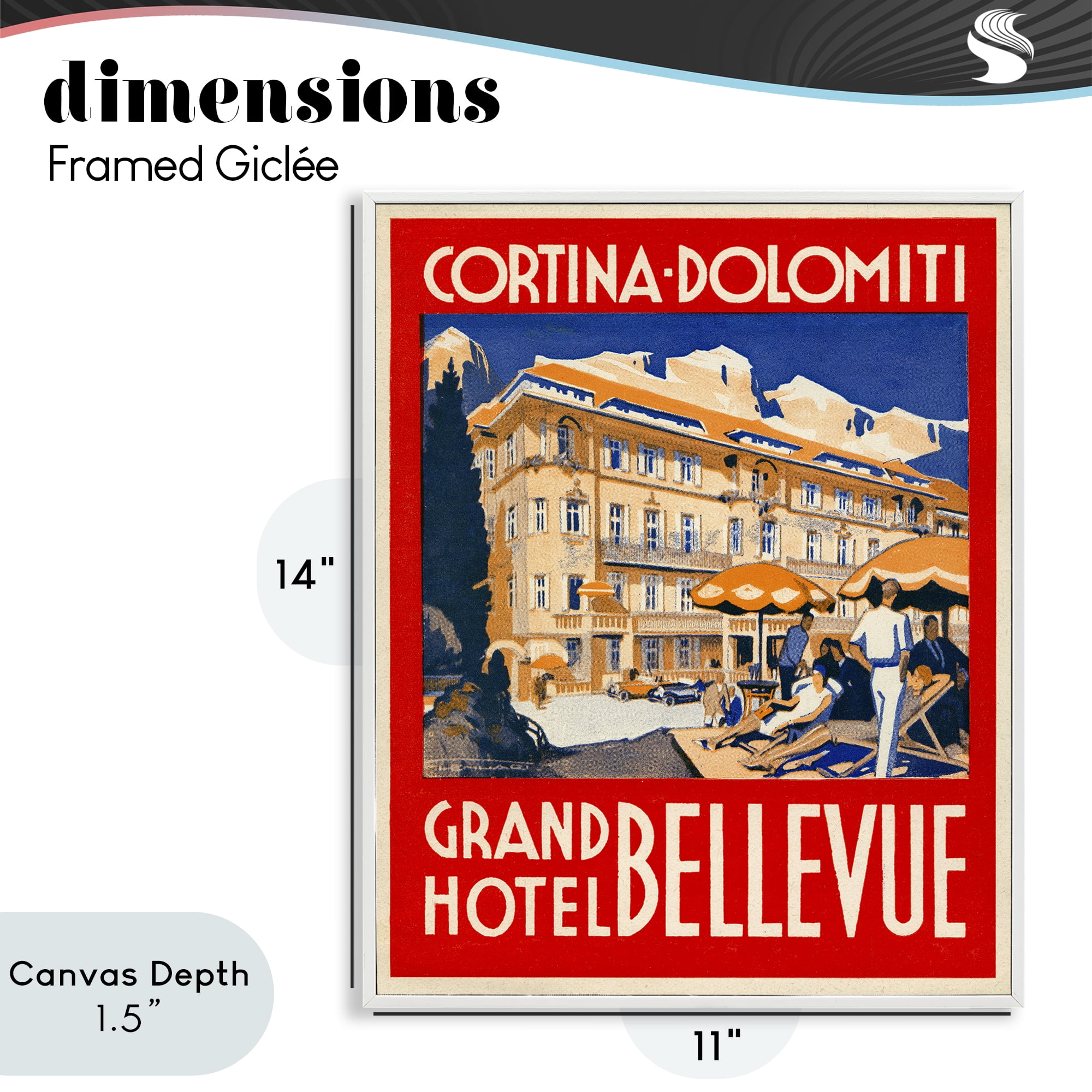 Stupell Industries Grand Hotel Bellevue Vintage White Framed Giclee Art, design by Print Collection
