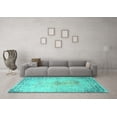thumbnail image 3 of Ahgly Company Machine Washable Indoor Rectangle Oriental Turquoise Blue Industrial Area Rugs, 7' x 10', 3 of 4