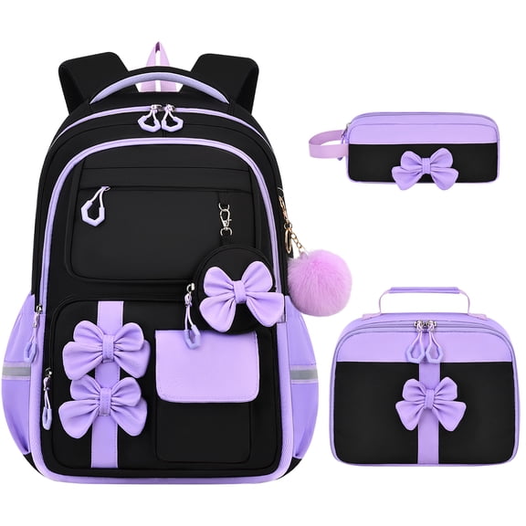 AoDai Belted girl's schoolbag set - Large capacity student backpack with pen holder and handbag for storage