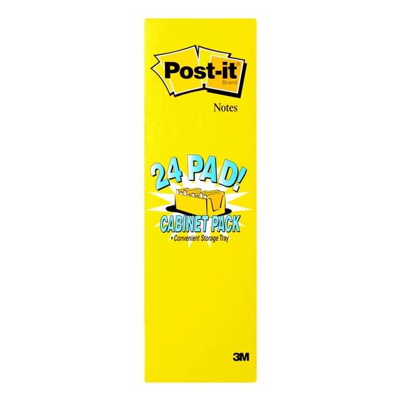 Post-It Sticky Notes 3"X3" 24/Pkg-Canary Yellow W/90 Sheets
