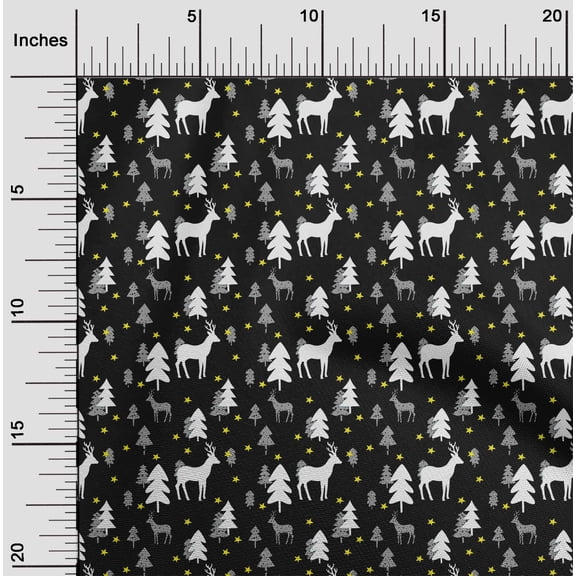 oneOone Polyester Spandex Black Fabric Merry Christmas Sewing Fabric By The Yard Printed Diy Clothing Sewing Supplies 56 Inch Wide-PWZ