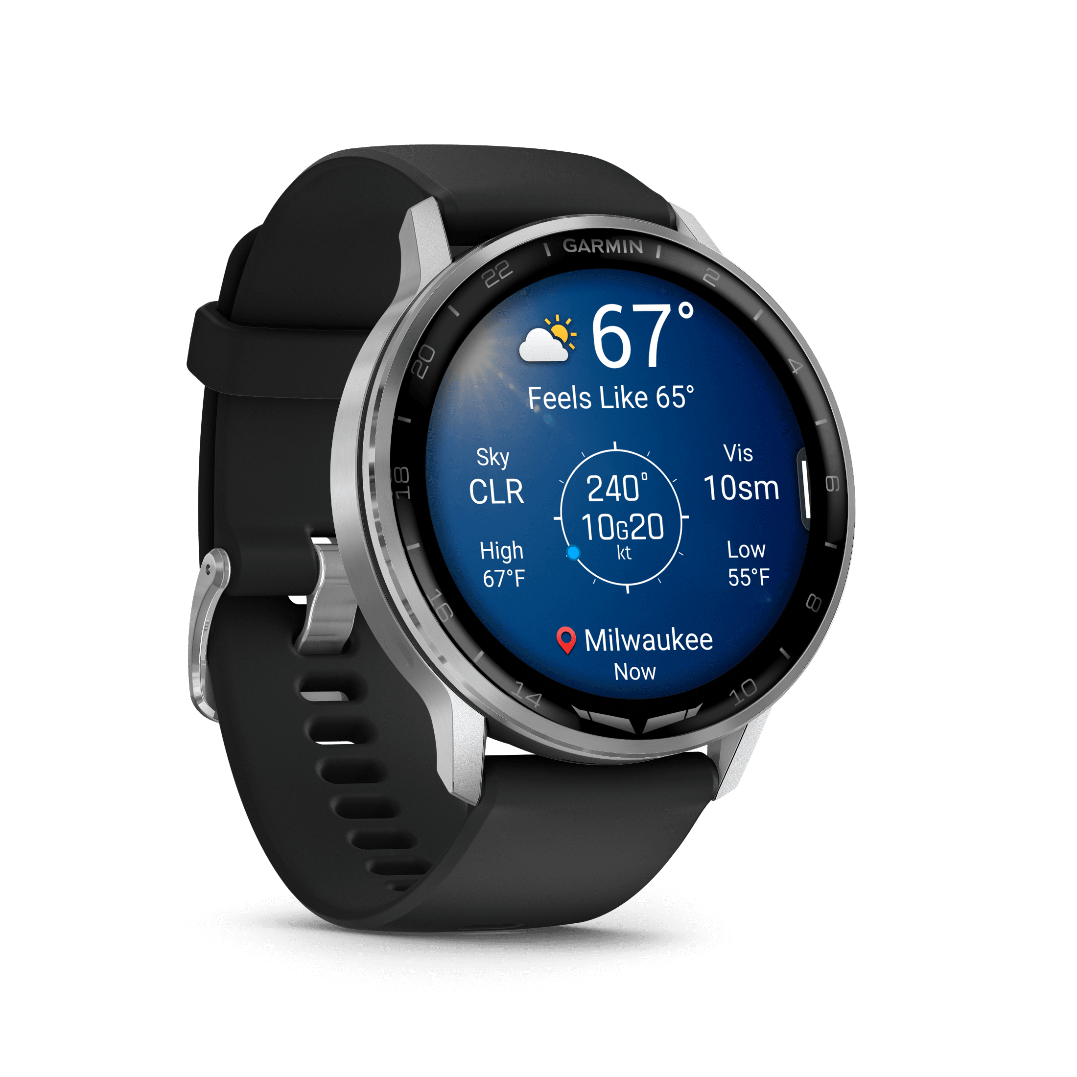 Garmin D2 Air X15, Silver with Black Silicone Band
