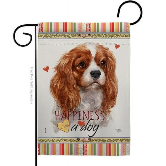 Breeze Decor G160165-BO 13 x 18.5 in. Dog Charles Spaniel Happiness Double-Sided Decorative Vertical Garden Flag