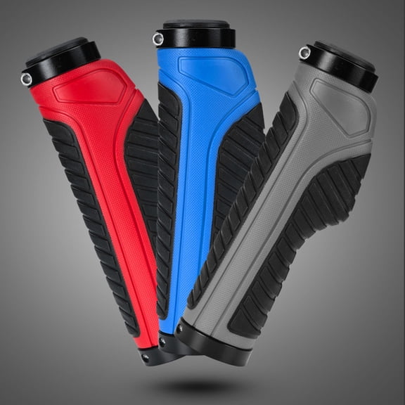 YOSADIER 2Pcs Cylindrical Black Red Rubber Handlebar Grips Anti Slip for Cycling and Outdoor Sports