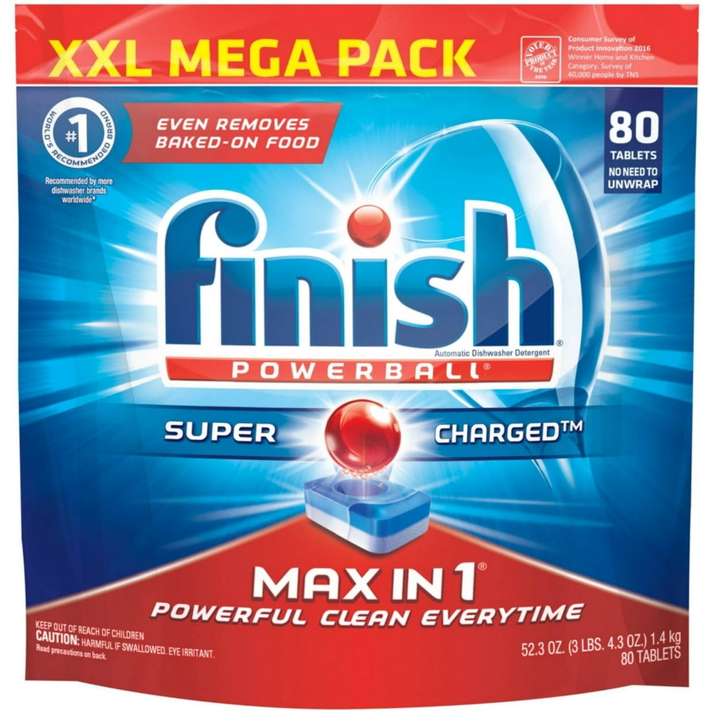 Finish Max in 1 Powerball Wrapper Free Dishwasher Detergent Tablets 80