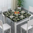 thumbnail image 3 of Black Soccer Balls with Green Elements Pattern Square Fitted Tablecloth with Elastic Edge,Square Table Cover,Washable Elastic Table Cover for Home Kitchen Party Decor 34"x34", 3 of 6