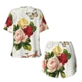 thumbnail image 6 of Wukai Vintage Bike Flower Butterfly Women's Pajama Set,Short-Sleeve Top and Shorts with Elastic Waistband and Pockets for Loungewear, Yoga, and Casual Wear-Large, 6 of 8