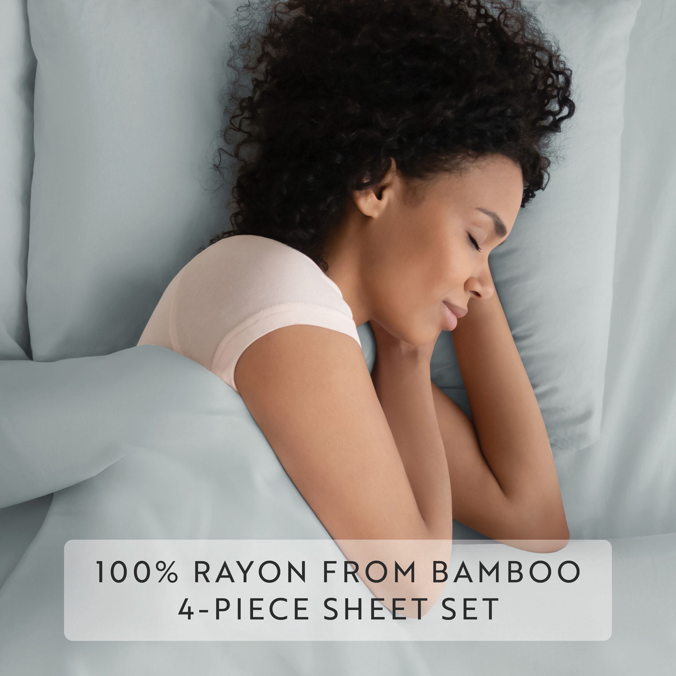 Noble Linens Rayon from Bamboo 4 Piece Luxury Bed Sheet Set, Light Blue, Twin
