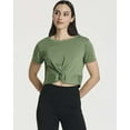 thumbnail image 2 of 5 Pack: Women's Short Sleeve Twist Front Crop Top Dry-Fit Athletic Crew Neck T-Shirt, 2 of 6