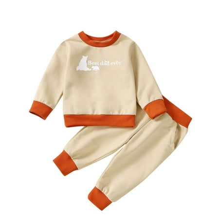 

EUMODR Baby Fall Outfits for Girls Home Baby Toddler Child Kids Baby Boys Girls Long Sleeve Letter Cartoon Sweatshirt Pullover Blouse Tops Patchwork Pant Trousers Outfit Set Clothes 2Pcs