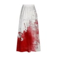 thumbnail image 5 of WFJCJPAF 2024 New Halloween Clearance! Long Skirt for Women Elastic Waist,Women's Printed Elastic Waistband Pleated Pocket Skirt With Mid Calf Skirt - Red L, 5 of 5