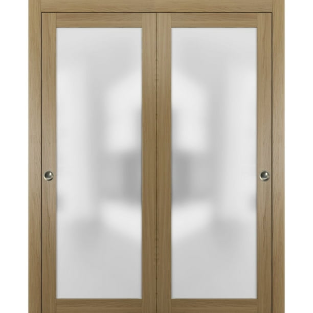 Sliding Closet Frosted Glass Bypass Doors 72 X 96 Inches With Hardware Planum 2102 Honey Ash Sy Top Mount Rails Moldings Trims Set Modern Wood Solid Bedroom Wardrobe Com Sliding Closet Frosted Glass Bypass, Best Sliding Closet Door Hardware