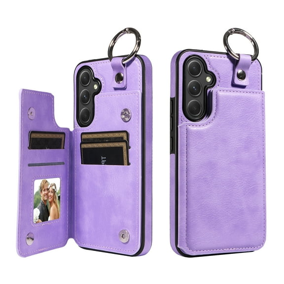 TECH CIRCLE For Galaxy A33 5G Wallet Case with Card Holder, PU Leather Kickstand Finger Grip Ring Shockproof Women Men Magnetic Protective Wallet Cover for Samsung Galaxy A33 5G 6.4" 2022,Purple