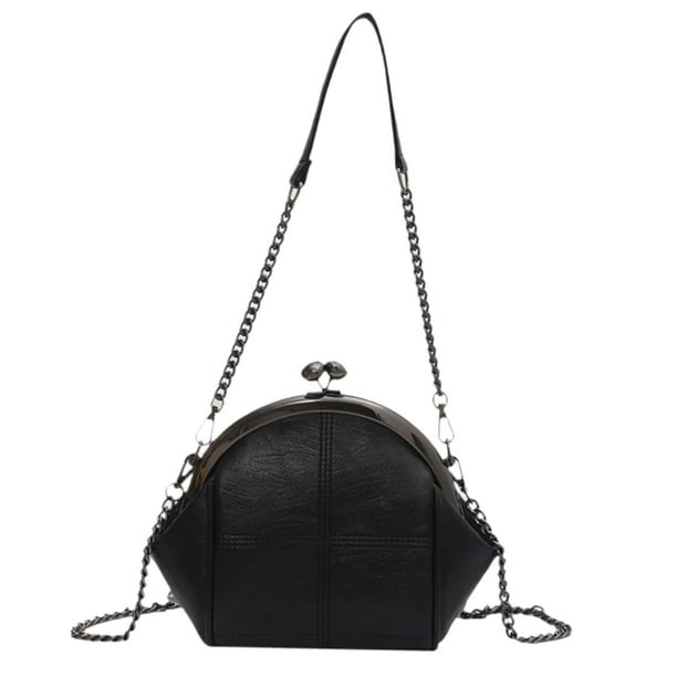 Bolso de hombro para mujer, bolso cruzado de viaje de piel sintética, elegante y pequeño. negro