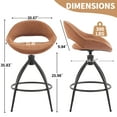 thumbnail image 3 of Ktaxon Set of 2 Swivel Barstools with footrest, 26" Counter Height Padded Bar Stools 2 PCS, Brown, 3 of 13