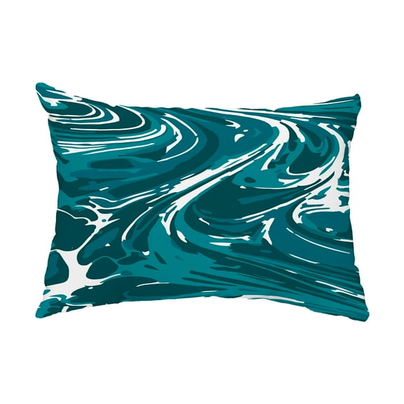 Simply Daisy, 14" x 20" Marble Teal Decorative Abstract Outdoor Throw Pillow