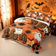 thumbnail image 3 of Erosebridal Halloween Boo Bed Spread Queen, Ghost Leopard Print Bow Queen Coverlet Set, Orange Brown, 3 Pieces, 1 Quilt and 2 Pillowcases, 3 of 7